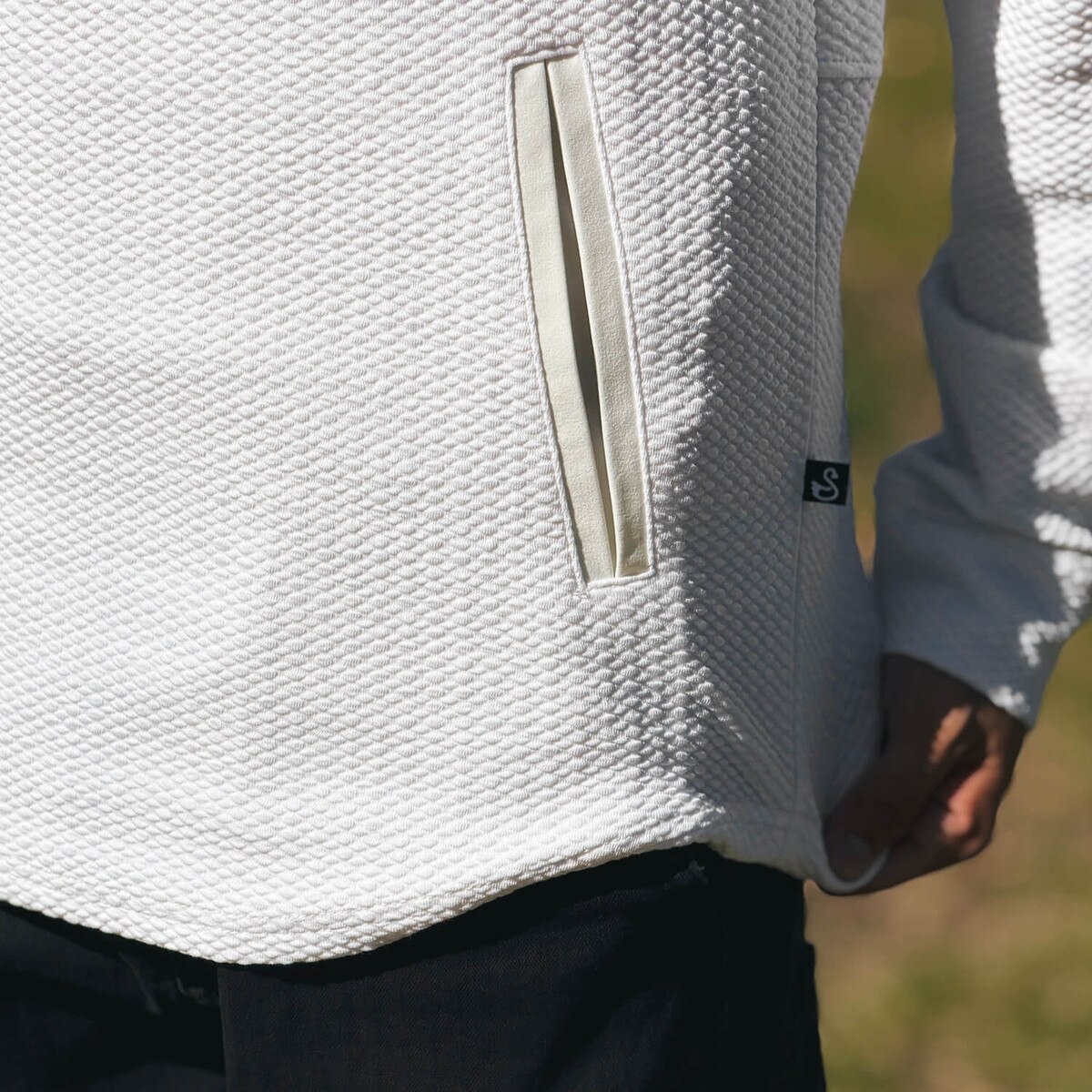 Swannies I-State White Camden Hooded Sweatshirt pocket detail